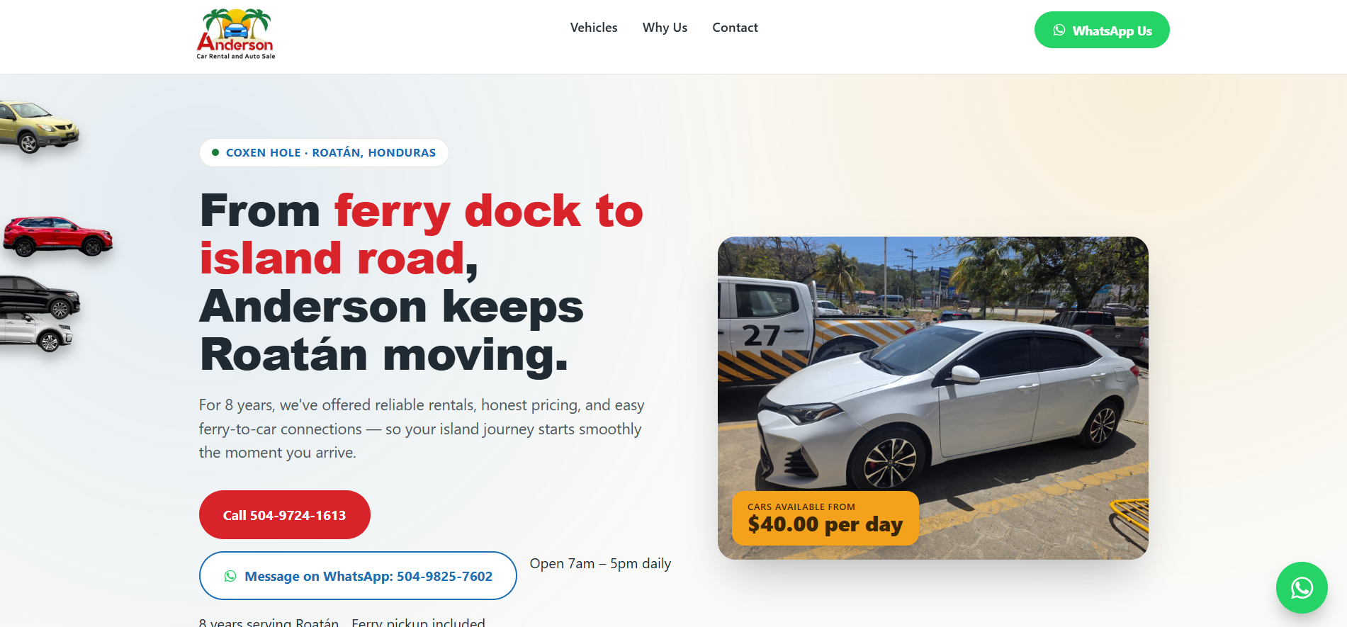 Anderson Car Rental website and online vehicle booking case study